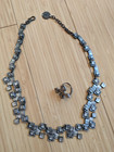 Pewter fashion necklace and matching ring metallic Handmade Selen Design NY