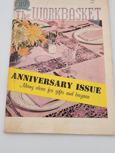 1959 October THE WORKBASKET Magazine ANNIVERSARY ISSUE Crochet Knit Tat Ideas - Picture 3 of 7