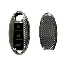 New Remote Cover Case Tpu Carbon Fiber For Nissan 3 Buttons Smart Key Fob Silver