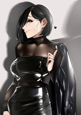 Lederoutfit auf Ganzkörperstrumpf Anime E Girl Poster Leinwand Film Fil