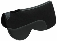 Western Close Contact Contoured Saddle Pad 32"x 32"x 1 Black Wool Felt  Leather