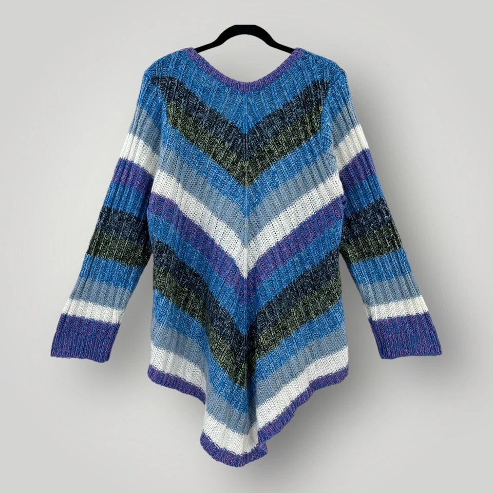 Bongo Plus Sweater Woman's Size 3X Multicolor V-Neck Blue Purple Gray Stripe - Image 3 of 4