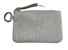 Vera Bradley Medium Heather Gray Zip ID Case- solid pattern- floral lining