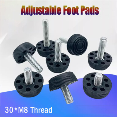 30*M8 Thread Adjustable Foots Black Round Head Plastic Furniture Leveling Feet