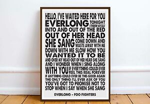 Foo Fighters Everlong Lyric Quote Art Print Art Print Wall Art Poster Print Ebay