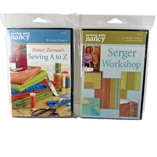 2X NEW "SEWING WITH NANCY" DVDs SEWING A TO Z & SERGER WORKSHOP