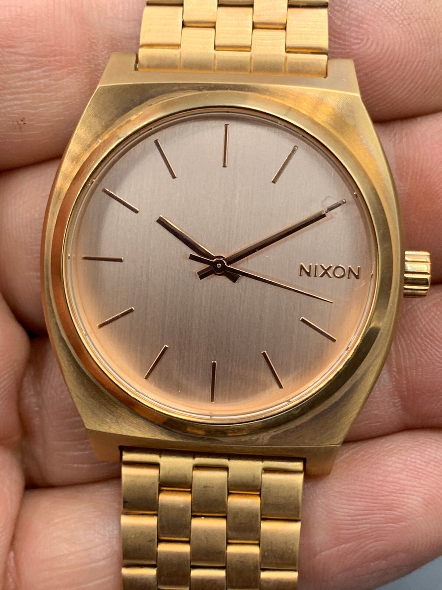 NIXON Watch Time Teller Rose gold A045 Water Resistant Men display picture 3