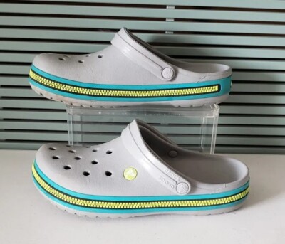 Crocs Zipper Band Gray Green Clogs Men's Size Women's Size 10 RARE
