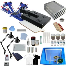3 Color 1Station Silk Screen Printing Kit Machine with Flash Dryer&Material Tool