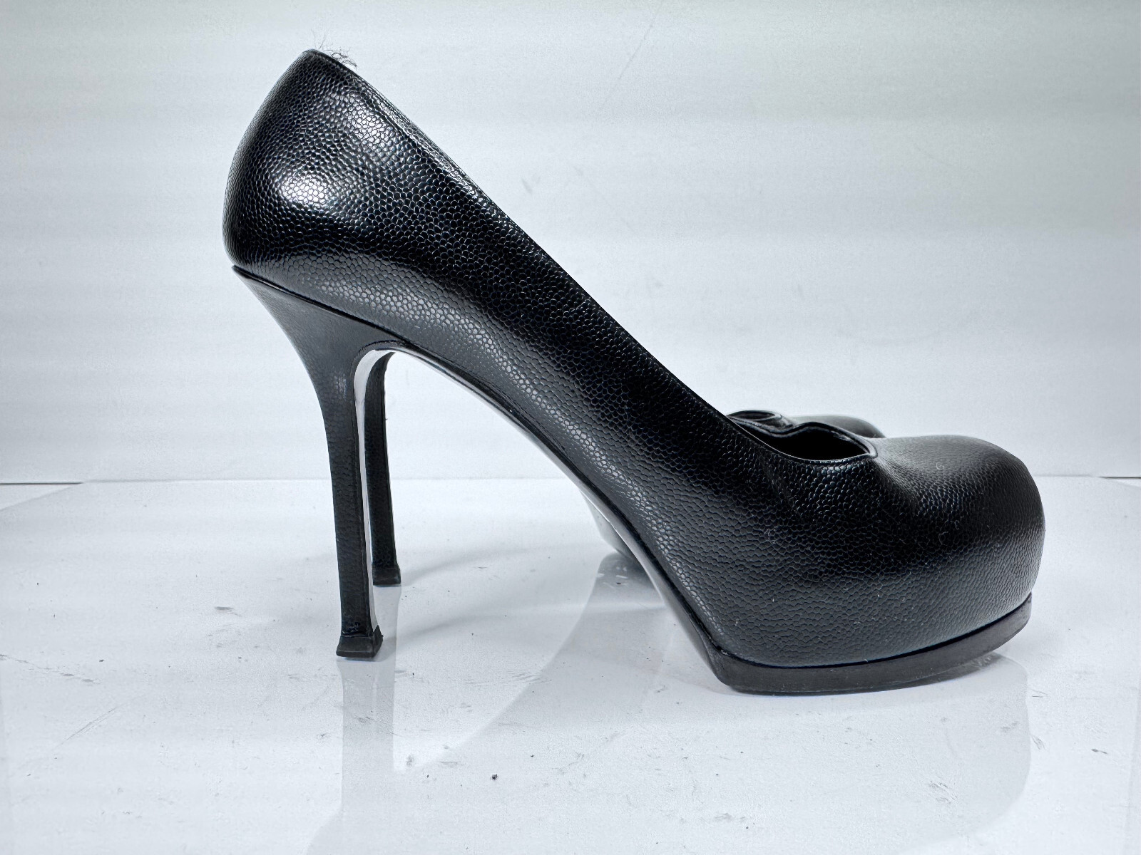 Yves Saint Laurent YSL donna tacco plateau in pelle nera taglia US 6 5