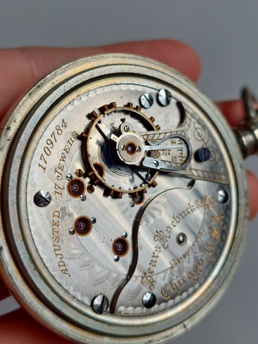 Sears Roebuck & Co. Chicago Illinois 17J Taschenuhr Modell 6 Klasse 64 LÄUFT - Bild 6 von 7