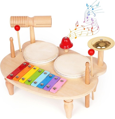 Kids Drum Set for Toddlers Baby Montessori Music Instruments Toy Wooden