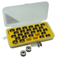 Cutex Pack of 28 Singer Class 15 2518 Metal Bobbins with Storage Case
