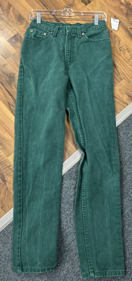 VTG 80s LEVI'S Women's High Waist Tapered Green Size 7 Jeans 17512-0842 Red Tag - Image 2 of 4