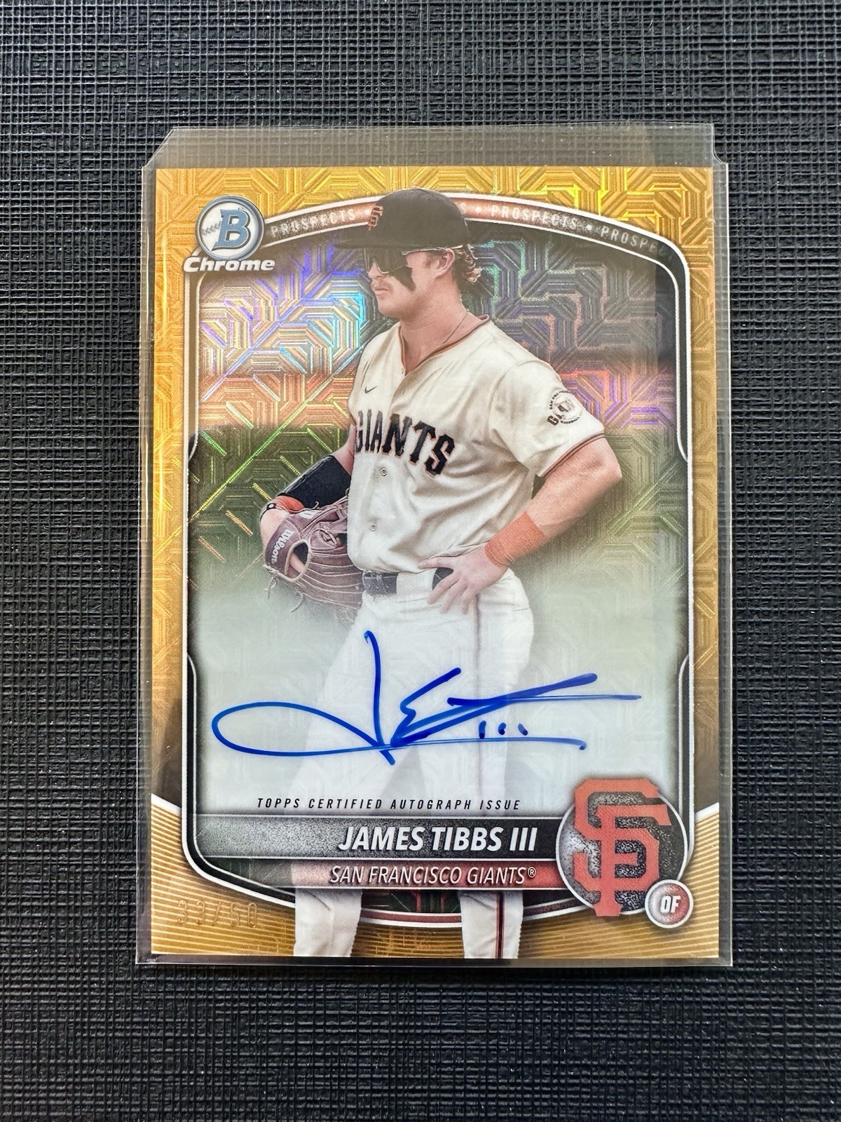 James Tibbs III 2025 Bowman Mega Box Gold Refractor Auto /50