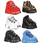 New Rock 106 Tower Chunky Platform Lace Up Womens Boots In Black US 4 - 14