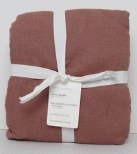 Pottery Barn Belgian Flax Linen Double Flange Duvet Cover F/Q 92"x 88" Brick NWT