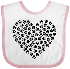 Inktastic Dog Paws, Puppy Paws, Animal Paws, Heart, Pet Baby Bib Black Pattern