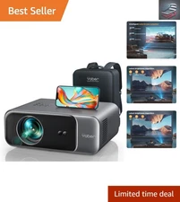 Stylish 1080P Home Theater Projector - 4K Ready with WiFi 6 & Bluetooth 5.2