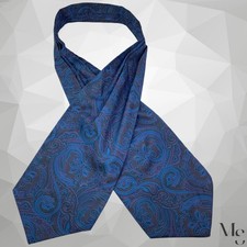 Amazing Blue Purple Paisley Luxury Silk ASCOT CRAVAT EX COND