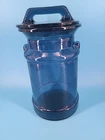 Vintage LE Smith Cobalt Blue Glass Milk Can Canister With Lid Decor 10.5” Tall