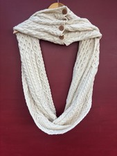 Aran Crafts Scarf Ivory Beige Cable Knit