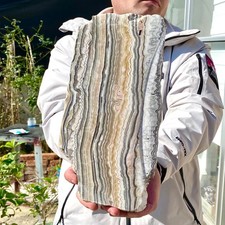 3.86LB Natural agate, zebra stone, crystal mineral, cut and polished in flakes