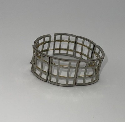 Vintage Silver Tone Scroll Stretch Bracelet for parts