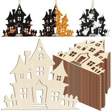 Wooden Halloween Ornaments to Paint Fall Decoration Cutouts Unfinished 24PCS ...