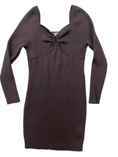 Steve Madden NYC Y2K Cozy Grunge Bodycon Sweater Dress Large Brown Dark Romantic