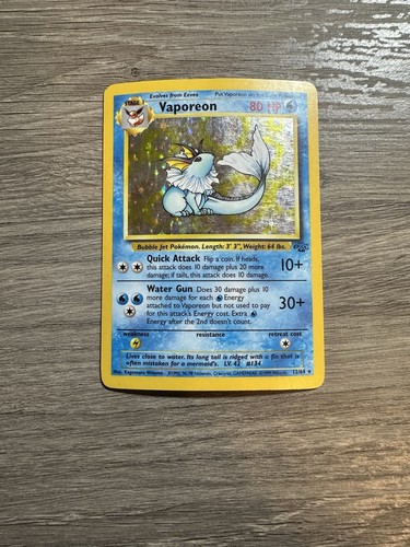 Vaporeon - 12/64 - Holo Rare - Unlimited Edition HP, English Pokemon Jungle - Picture 1 of 4