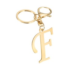 Gold Initial Letter Keychain Stainless Steel A-Z Alphabet Keychains Letter F 