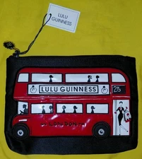 LULU GUINNESS LONDON BUS TOP ZIP POUCH NEW