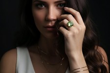 Green Tourmaline Ring 14k Gold Round Cut Split Band October Birthstone