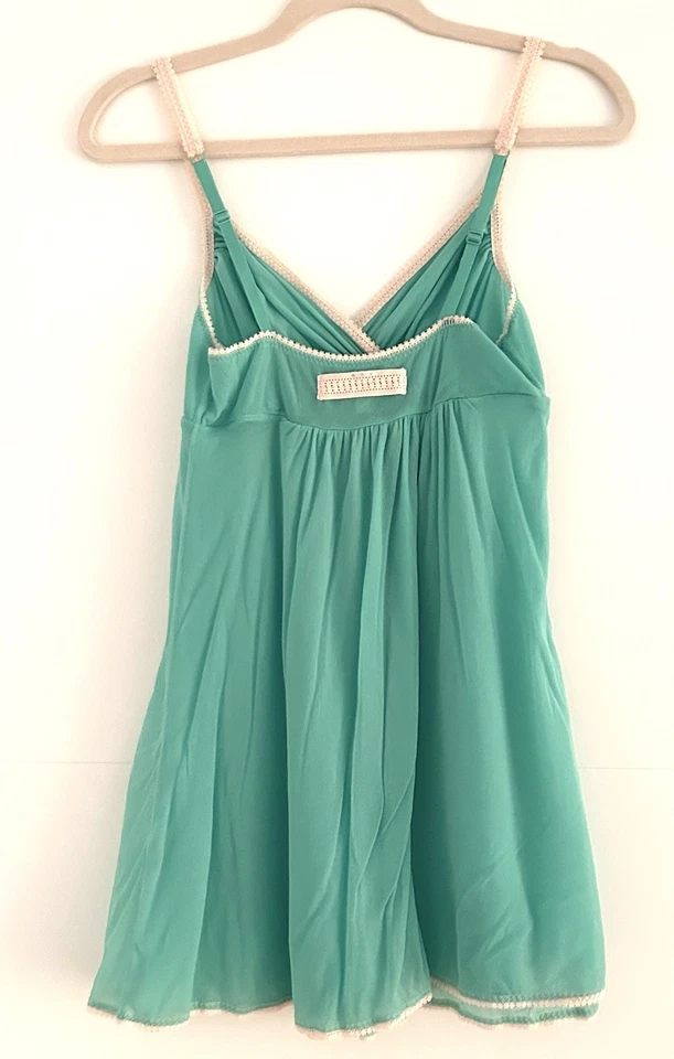 Camisón On Gossamer Babydoll Chemise verde espuma de mar ligero forrado ribete de encaje Foto 4 de 4