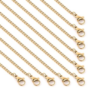 Authentic 24PCS 18K Gold Plated Curb Chain Necklace Bulk Chains for Jewelry Making