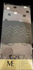 3 Pair Adult Socks Unisex Shoe Size 6-12 ME Polka Dots Glasses Black Grey New