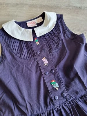 RENÉ DERHY VINTAGE 70S 80S ROBE MARINE BRODERIES PETITE FILLE MODÈLE RENTRÉE - Photo 1/4