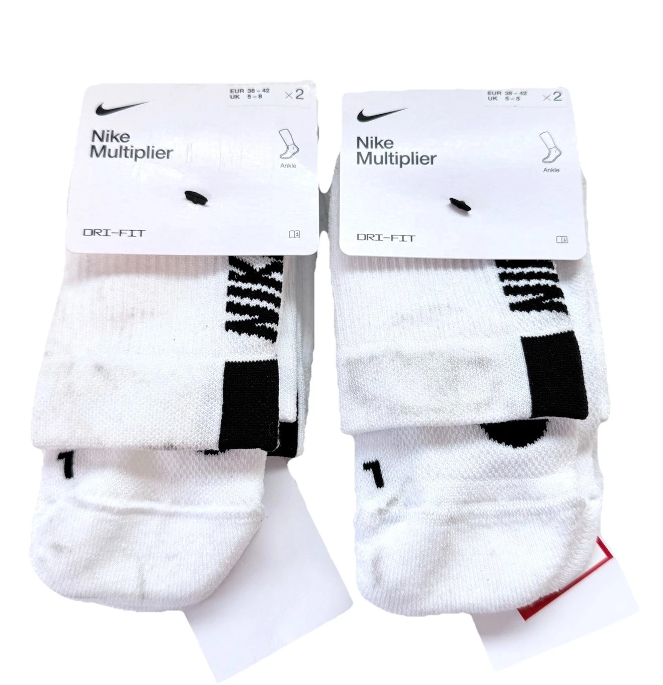 Nike Multiplier Ankle Socks White Size UK 5-8 X4 Pairs New