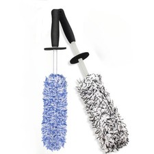 Car Wheel Cleaning Brush Plush Wash Brush Non Slip Handle For Rims Spokes Barrel