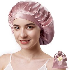 100 Mulberry Silk Bonnet for Sleeping Women, 22 Momme Double Layer Silk Hair...