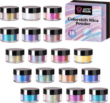 Chameleon Mica Powder 18 Jar Color Shift Pigment for Epoxy Resin Nails Art Soap