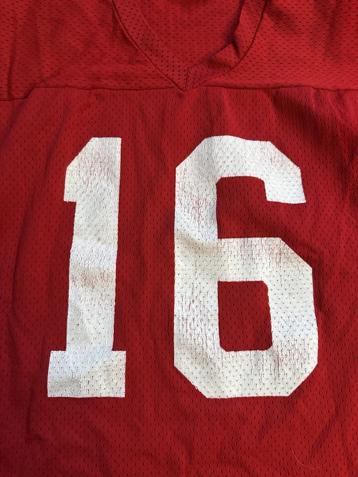 Camiseta de fútbol americano vintage de malla roja Rawlings San Francisco 49ers Joe Montana #16-XL Foto 2 de 4