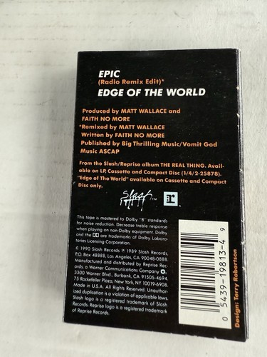 Faith No More Epic Edge Of The World Cassette Single Tape Vintage 1989 - Picture 3 of 4