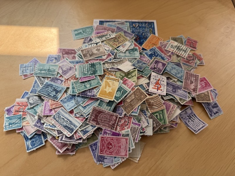 U.S./FOREIGN STAMP LOT 40's/50's Mostly Commemorative Off Paper Canceled Hitler