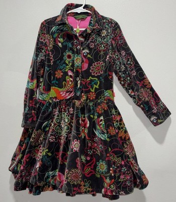 Girls OILILY VELVET  FLORAL DRESS SZ 128 (7-8yr)