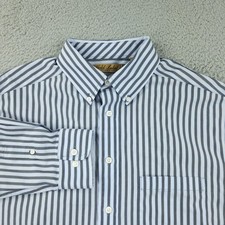 Roundtree Yorke Gold Label Dress Shirt Mens LT Blue Stripe Non Iron Big Tall