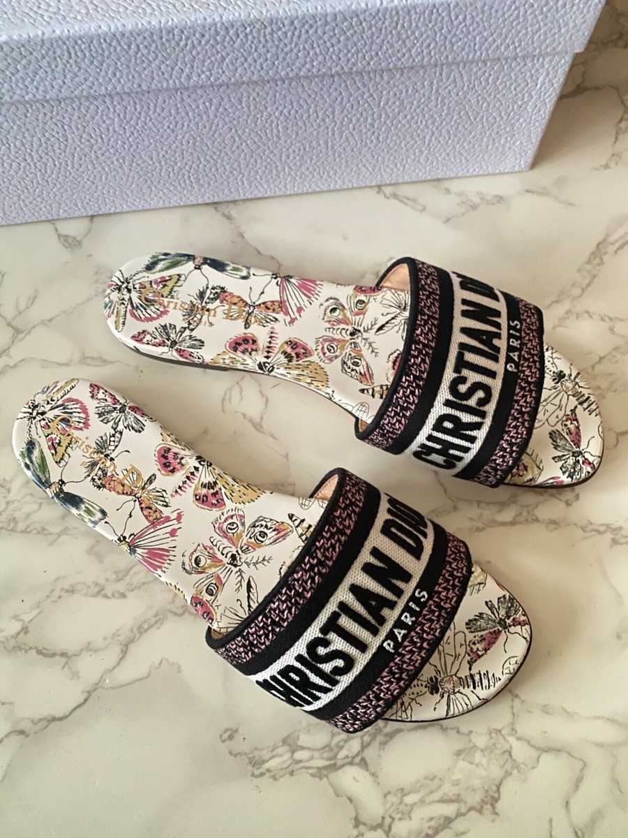 New Christian Dior Floral Dway Slide Sandal Mules Mule Slides