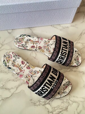 New Christian Dior Floral Dway Slide Sandal Mules Mule Slides