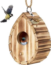 Hummingbird House,Wooden Birdhouse for Outside,Hanging Small Bird Houses,Wild Bi